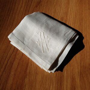 Vintage Monogram "A" Napkin Tea Towel Embroidered Table Linen